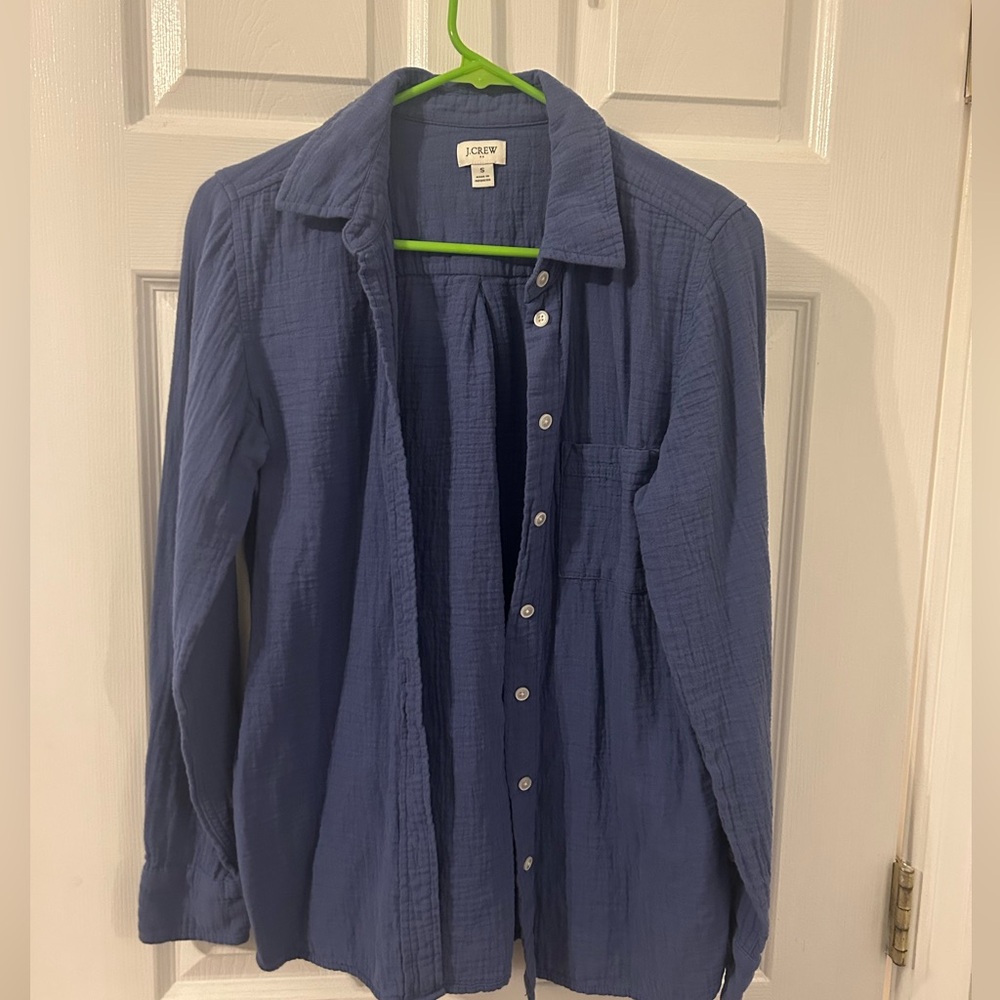 J.Crew Gauze Blue Button-Up Shirt